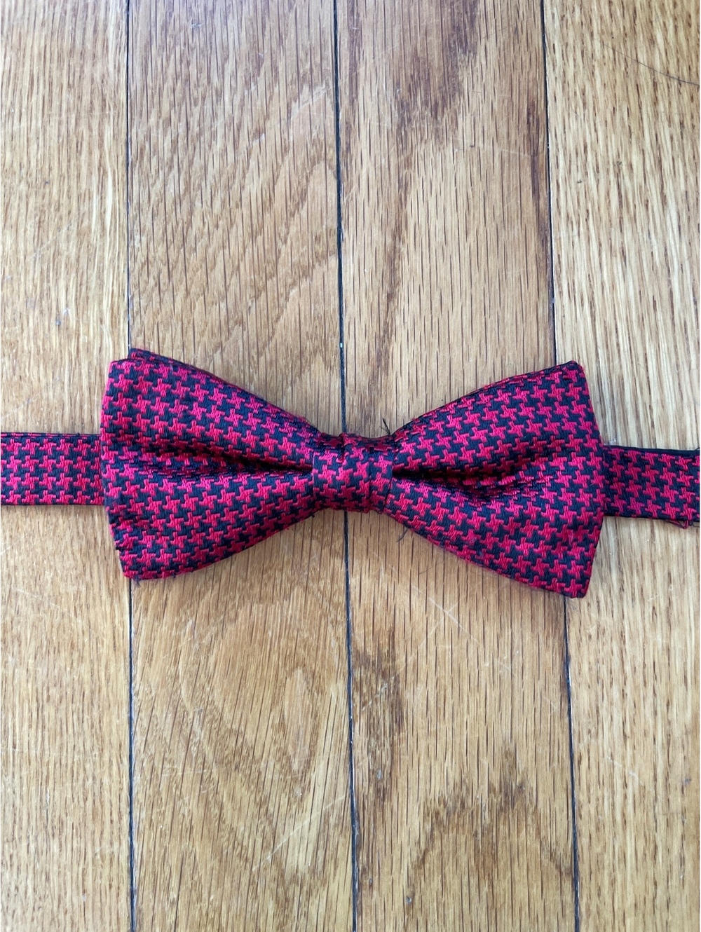 Vintage Men's Red Black Houndstooth Silk Bow Tie Adjustolox Pre-Tied